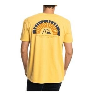 Quiksilver Moon Groove Graphic Tee‎ Yellow Cotton Short Sleeve Crewneck M